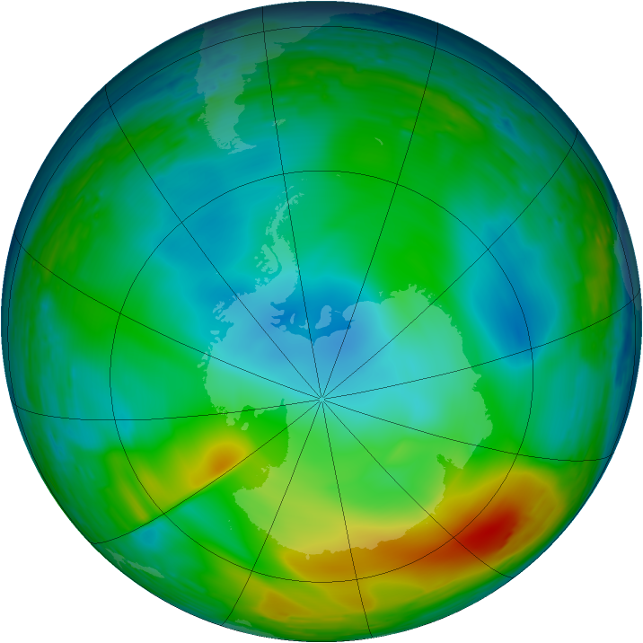 Antarctic ozone map for 17 July 1993